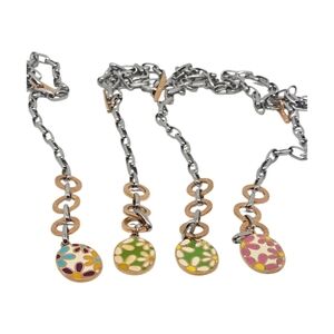 4 enamel brass Chain Necklace with Multicolor Pendant